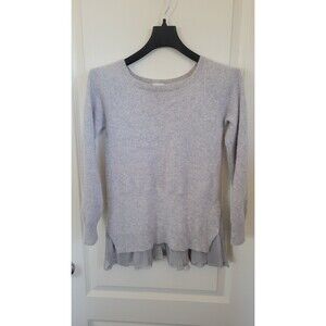 Women's Garnet Hill 100% Cashmere Gray Long Sleeve Pullover Knit Sweater